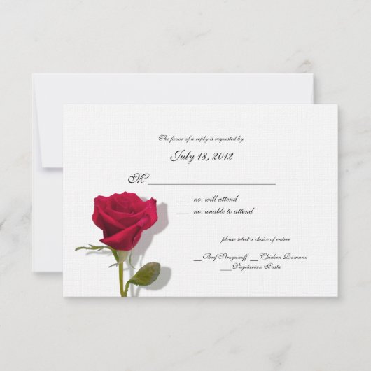 ばら色の応答カード 出欠カード (正面)