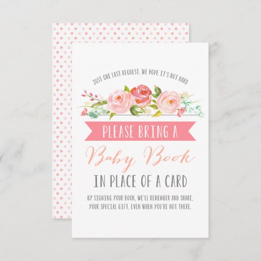 ばら色の旗のベビーの本|のベビーシャワー エンクロージャーカード (正面/裏面)