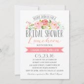 ばら色の旗の昼食会のブライダルシャワー 招待状 (正面)