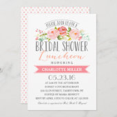 ばら色の旗の昼食会のブライダルシャワー 招待状 (正面/裏面)