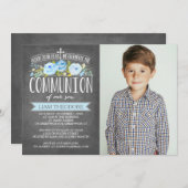 ばら色の旗の黒板|の聖餐の招待状 招待状 (正面/裏面)