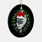 ばら色の王冠が付いているフリーダ・カーロ|のスカル セラミックオーナメント (右)
