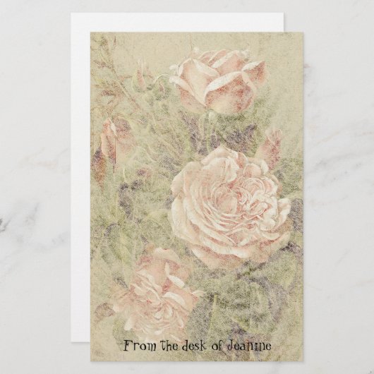 ばら色の花のフェイクな手すき紙の文房具 便箋 (正面/裏面)