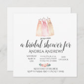 ばら色の花のブライダルシャワーの招待状 招待状 (正面/裏面)