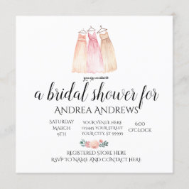 ばら色の花のブライダルシャワーの招待状 招待状