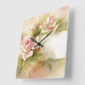 ばら色の花パターン女の子らしい女の子 スクエア壁時計 (傾斜)