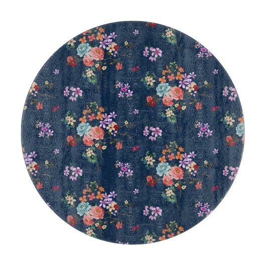 ばら色の花束の花柄パターン カッティングボード (正面)