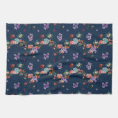 ばら色の花束の花柄パターン キッチンタオル (横)