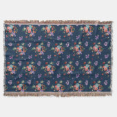 ばら色の花束の花柄パターン スローブランケット (正面)