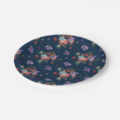 ばら色の花束の花柄パターン ペーパープレート (アングル)