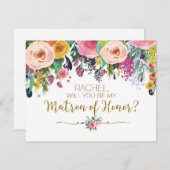 ばら色の花柄はです名誉カードの私の婦人決定します 招待状 (正面/裏面)