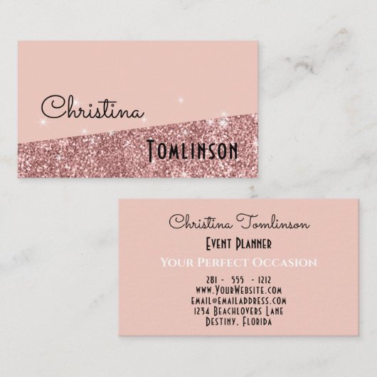 ばら色の金ゴールドおよびグリッターの美しいのプロフェッショナルのモダン 名刺 (正面/裏面)