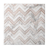 ばら色の金ゴールドおよび大理石のジグザグ形 タイル (正面)