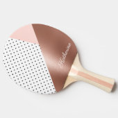 ばら色の金ゴールドおよび点 卓球ラケット (横)
