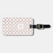 ばら色の金ゴールドおよび白いクローバーの荷物のラベル ラゲッジタグ (正面横)