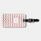ばら色の金ゴールドおよび白いシェブロンの荷物のラベル ラゲッジタグ (正面横)