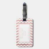 ばら色の金ゴールドおよび白いシェブロンの荷物のラベル ラゲッジタグ (裏面縦)