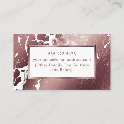 ばら色の金ゴールドおよび白い大理石のお母さんのPlaydateカード コーリングカード (裏面)