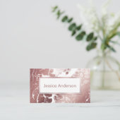 ばら色の金ゴールドおよび白によって大理石模様をつけられる質の背景 名刺 (スタンド正面)