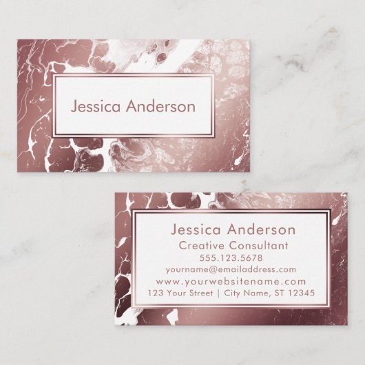 ばら色の金ゴールドおよび白によって大理石模様をつけられる質の背景 名刺 (正面/裏面)