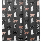 ばら色の金ゴールドおよび白黒大理石の子猫猫 シャワーカーテン (正面)