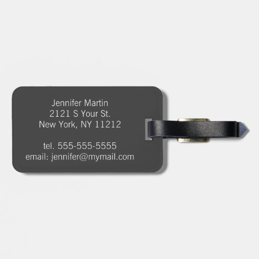 ばら色の金ゴールドおよび白黒大理石の子猫猫 ラゲッジタグ (裏面横)