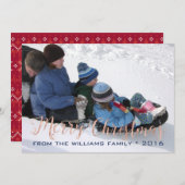 ばら色の金ゴールドおよび赤いクリスマスのニット シーズンカード (正面/裏面)