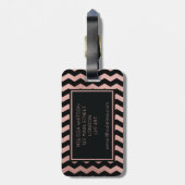 ばら色の金ゴールドおよび黒いシェブロンの荷物のラベル ラゲッジタグ (裏面縦)
