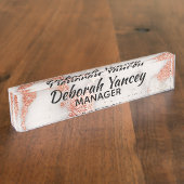 ばら色の金ゴールドによって大理石模様をつけられるカスタムな机用ネームプレート デスクネームプレート (側面)