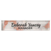 ばら色の金ゴールドによって大理石模様をつけられるカスタムな机用ネームプレート デスクネームプレート (正面)