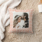 ばら色の金ゴールドのあなた自身のカスタムな写真愛ハートを加えて下さい クッション (ブランケット)