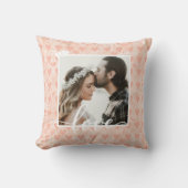 ばら色の金ゴールドのあなた自身のカスタムな写真愛ハートを加えて下さい クッション (正面)