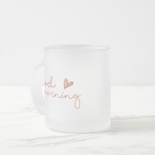 ばら色の金ゴールドのおはようのコーヒー・マグ フロストグラスマグカップ (正面左)
