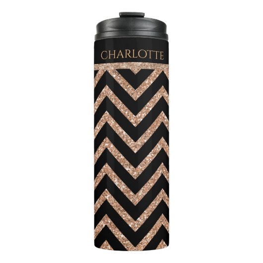ばら色の金ゴールドのきらびやかなシェブロンのカスタムな熱タンブラー タンブラー (正面)