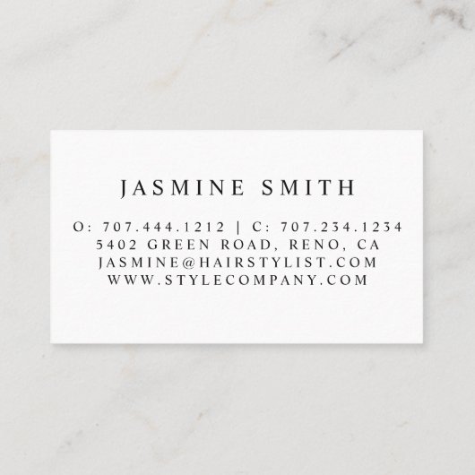 ばら色の金ゴールドのはさみおよび櫛のロゴの美容師 名刺 (裏面)