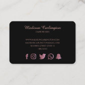 ばら色の金ゴールドのはさみとのシンプルな黒 名刺 (裏面)