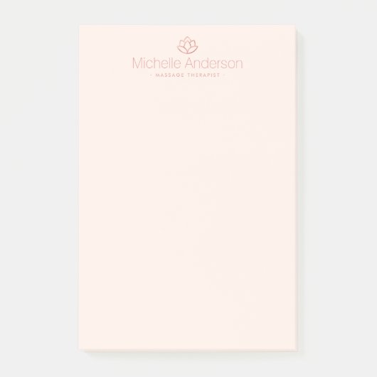 ばら色の金ゴールドのはすの花の最小主義の軽い赤面のピンク ポストイット (正面)