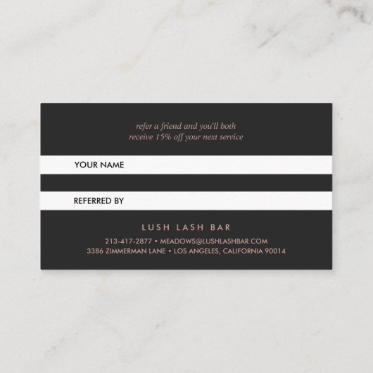 ばら色の金ゴールドのまつげの紹介カード 紹介カード (裏面)