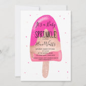 ばら色の金ゴールドのアイスクリームの夏のベビーはシャワーを振りかけます 招待状 (正面)
