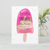 ばら色の金ゴールドのアイスクリームの夏のベビーはシャワーを振りかけます 招待状 (スタンド正面)