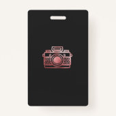 ばら色の金ゴールドのカメラマンのロゴ|の写真の名札 バッジ (裏面)