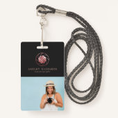 ばら色の金ゴールドのカメラマンのロゴ|の写真の名札 バッジ (正面ランヤード)