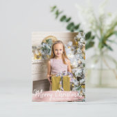 ばら色の金ゴールドのクリスマスの幸せな休日家族|の写真 シーズンポストカード (スタンド正面)