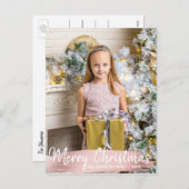 ばら色の金ゴールドのクリスマスの幸せな休日家族|の写真 シーズンポストカード (正面/裏面)