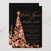 ばら色の金ゴールドのクリスマスの照明の休日のブライダルシャワー 招待状 (正面/裏面)