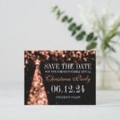 ばら色の金ゴールドのクリスマス・パーティの保存日付 案内ポストカード (スタンド正面)