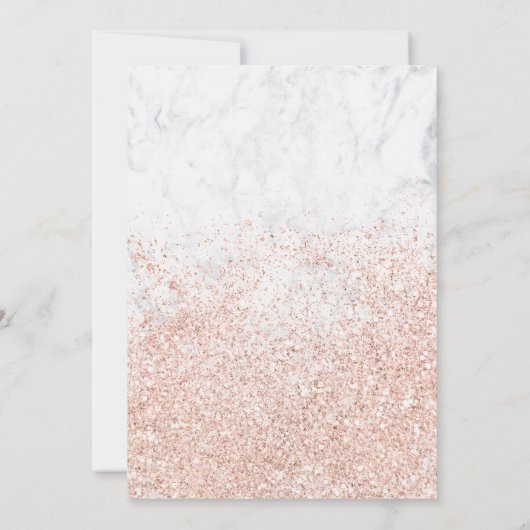 ばら色の金ゴールドのグリッターのタイポグラフィの大理石の菓子16 招待状 (裏面)