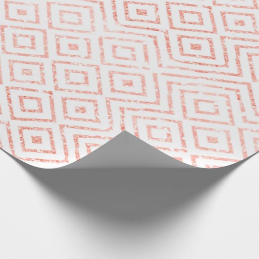 ばら色の金ゴールドのグリッターのダイヤモンド ラッピングペーパー (角)