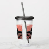 ばら色の金ゴールドのグリッターのダマスク織 アクリルタンブラー (左)