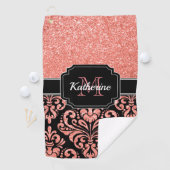 ばら色の金ゴールドのグリッターのダマスク織 ゴルフタオル (インサイチュ)